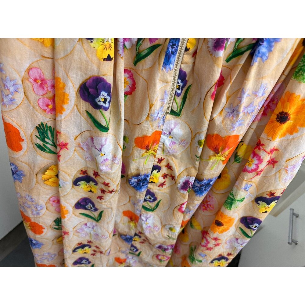 Rachel Antonoff Vinita Pleated Midi Skirt Loria's Cookies Floral Beige Dots 6 - Picture 10 of 10